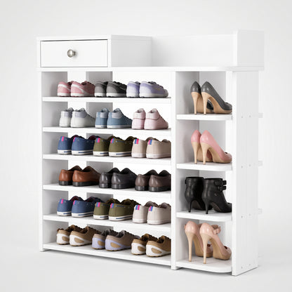 Zapatero Organizador Madera 8 Niveles con Cajón 100x24x106 cm