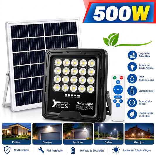 Foco Solar 500W | Panel Solar + Control Remoto | IP67