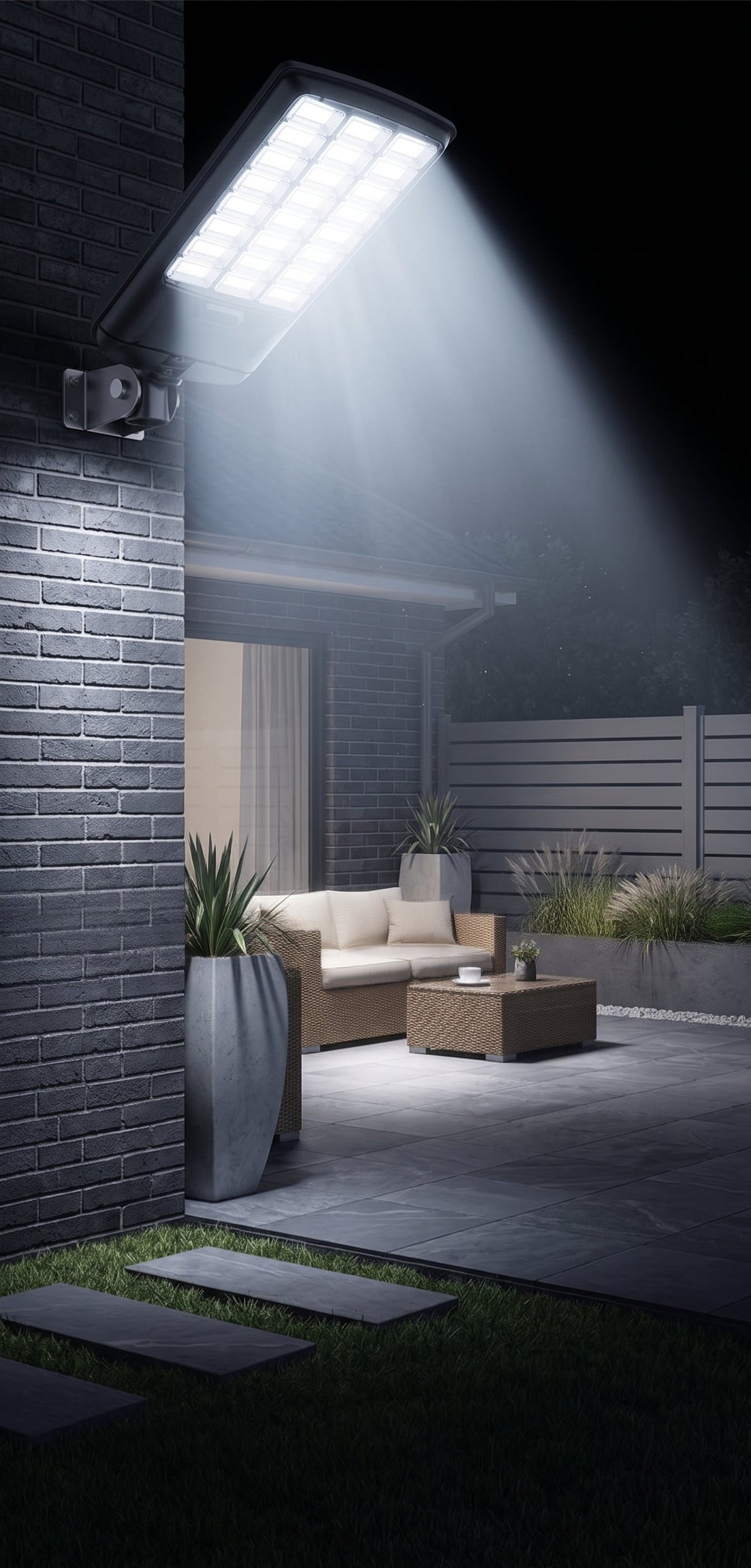Foco Solar LED Tipo Poste 8000W | 324 LEDs | Batería 30000mAh | IP67