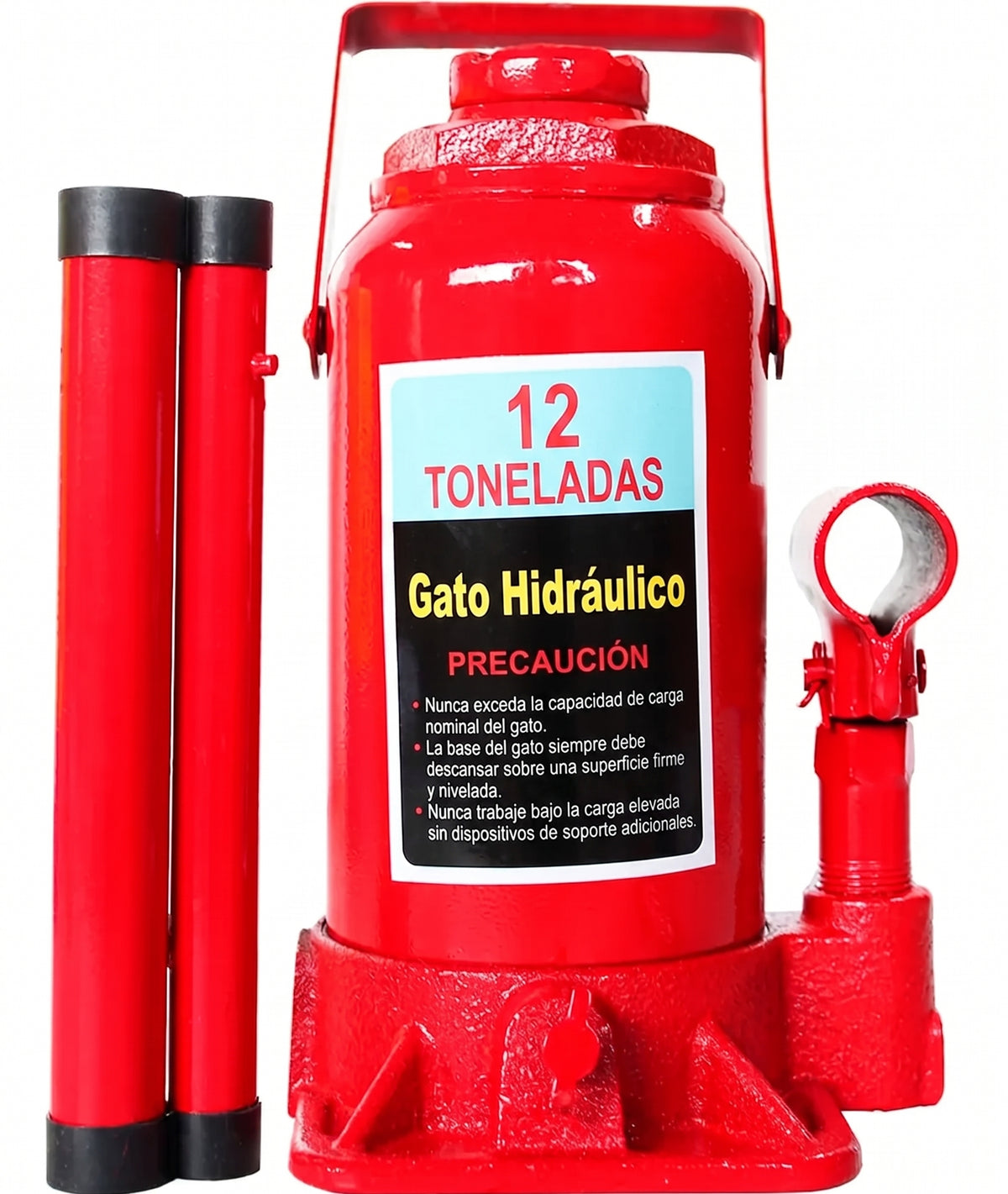 Gata Hidráulica Tipo Botella 12 Ton | Válvula Seguridad 46.5cm