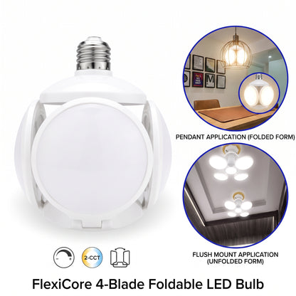 Ampolleta LED 45W E27 4 Aspas | 2400lm Luz Fría 20.000H