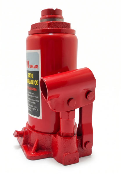 Gata Hidráulica Tipo Botella 10 Ton | Base Reforzada 385mm