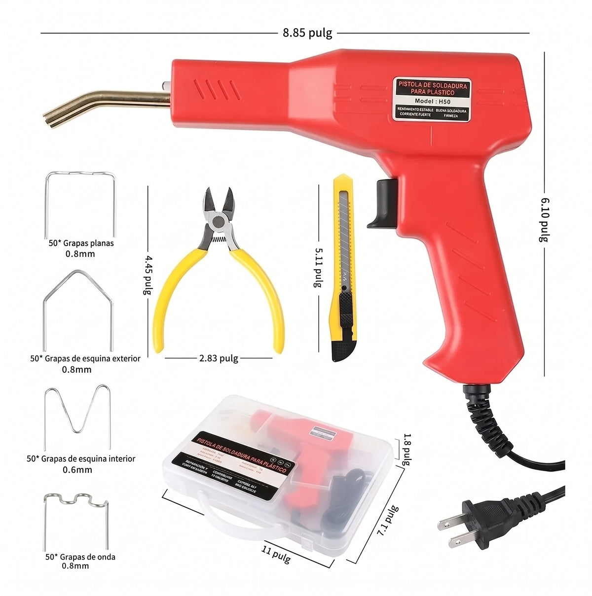 Soldadora de Plástico Portátil Kit 200 Grapas | Reparación Profesional