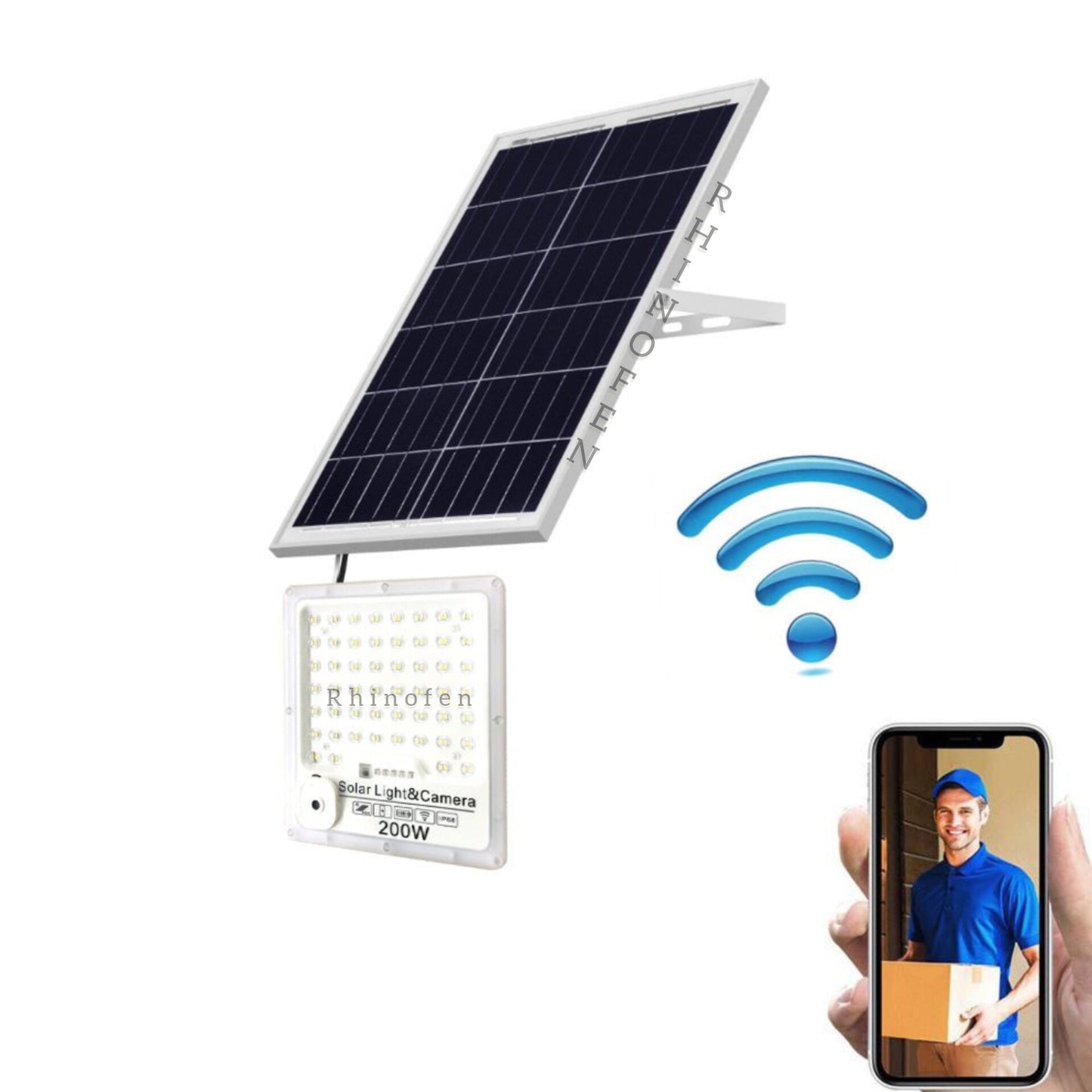 Foco Solar LED 200W con Cámara WiFi Incorporada y Control Remoto