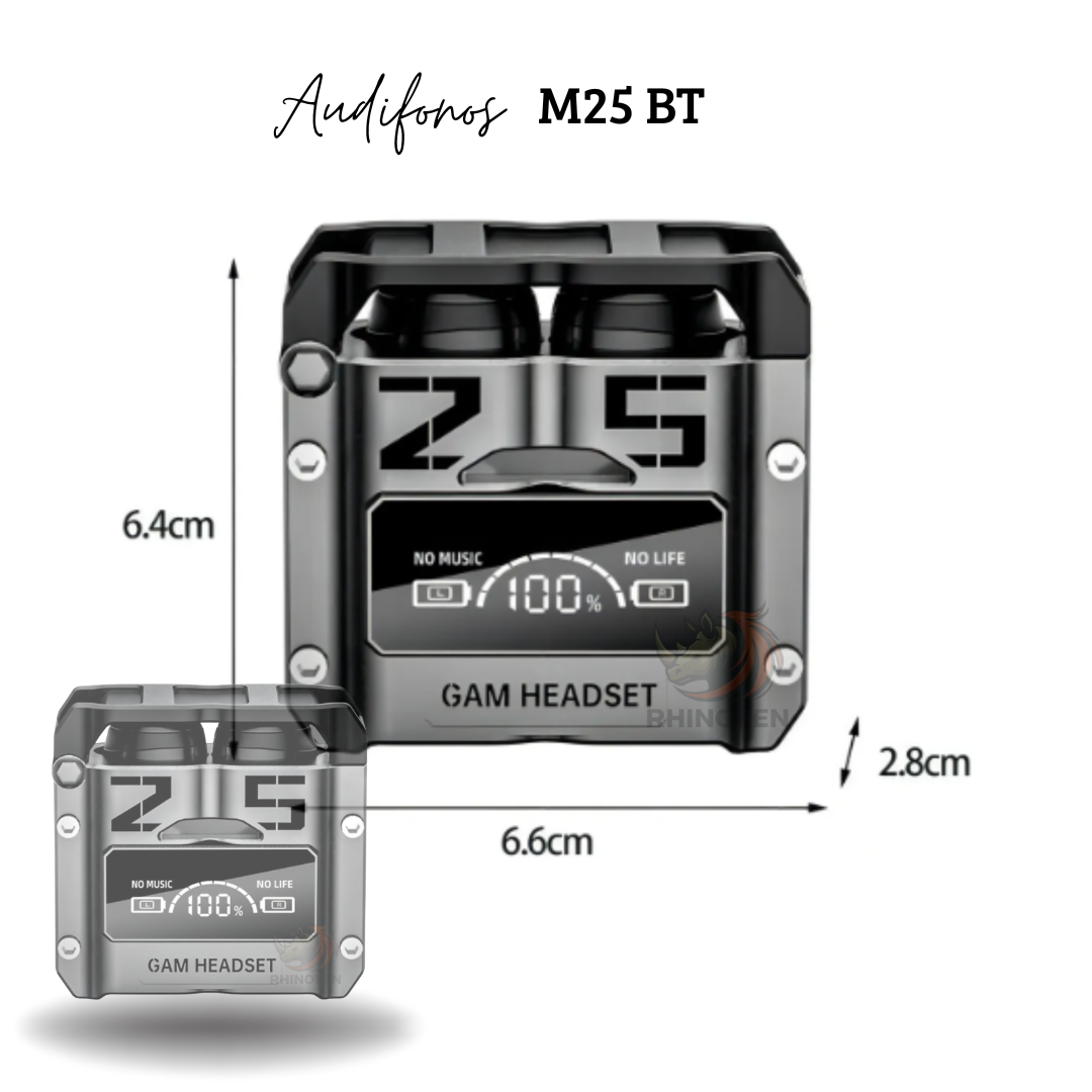 Audífonos Inalámbricos Bluetooth 5.3 M25 con Micrófono y Estuche de Carga 20h