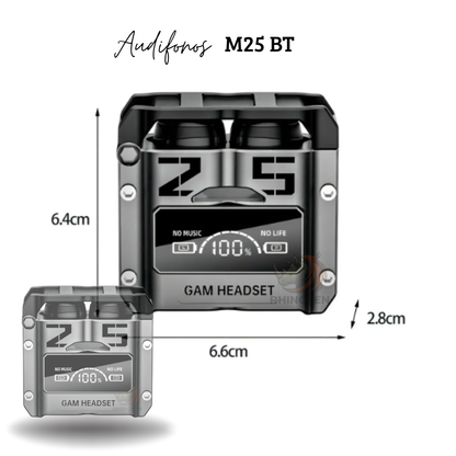Audífonos Inalámbricos Bluetooth 5.3 M25 con Micrófono y Estuche de Carga 20h