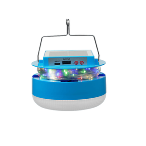 Foco LED Solar Recargable con Guirnalda y Cargador USB de Emergencia