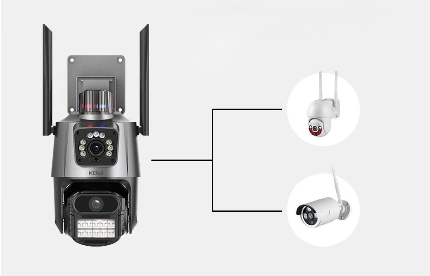 Cámara Exterior Dual Lente WiFi con Baliza App Yoosee