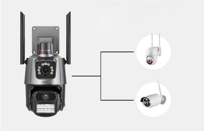 Cámara Exterior Dual Lente WiFi con Baliza App Yoosee