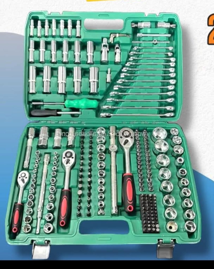 Set 216 Piezas Caja Herramientas Chicharras Dados Acero