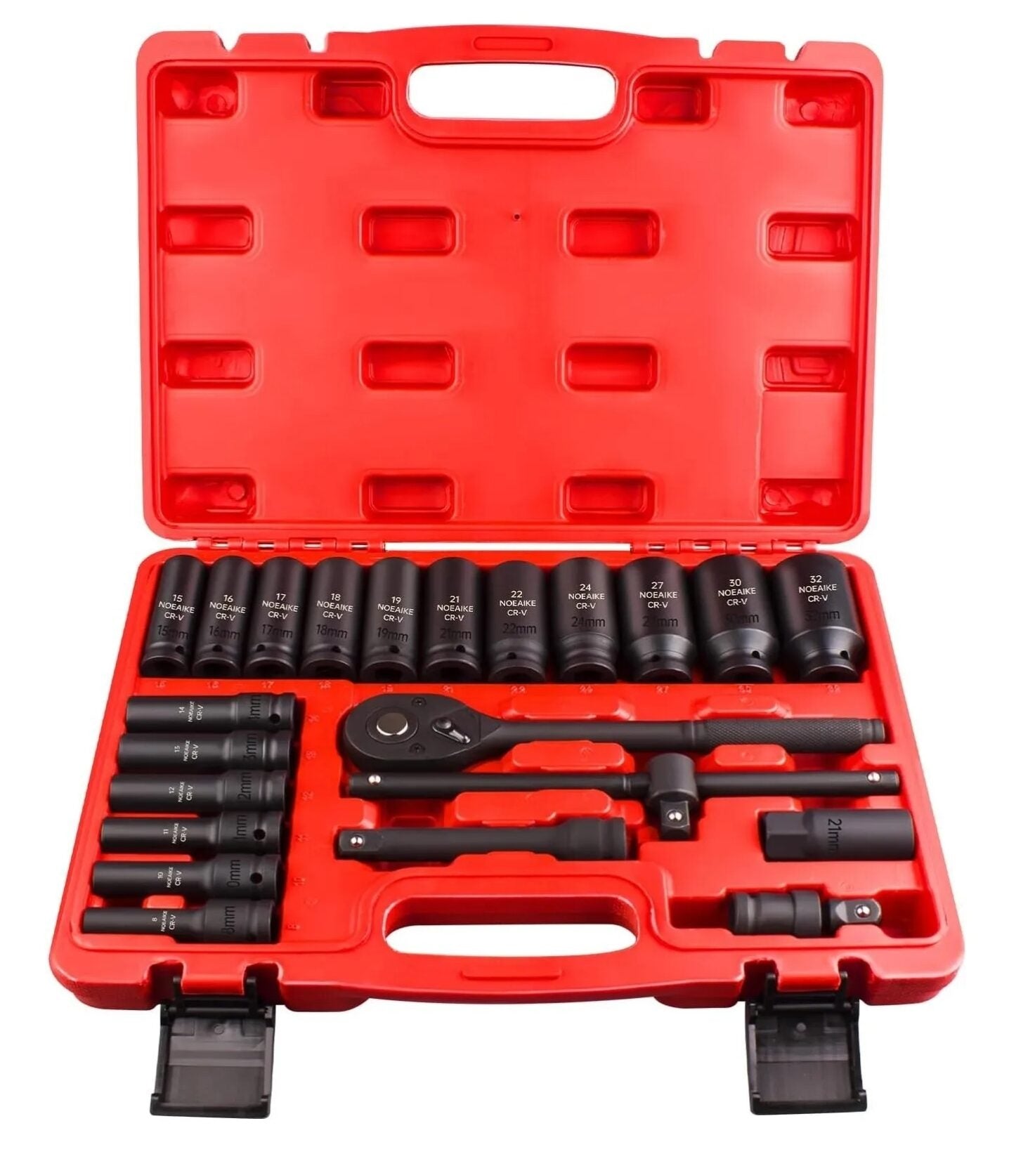 Kit Dados Impacto Largos Chicharra Llave Deslizante 22pcs Negro