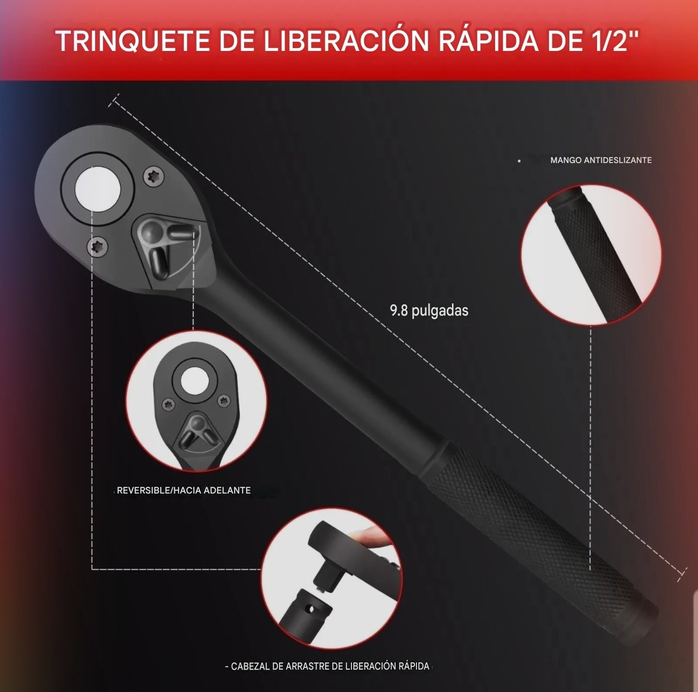 Kit 22 Piezas Dados de Impacto Largos con Chicharra y Llave Deslizante – Maletín