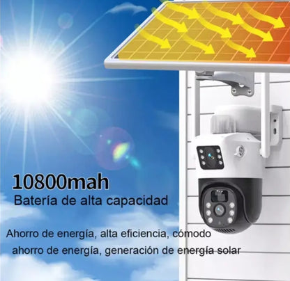 Cámara de Seguridad Dual WiFi Solar Exterior IP66 con Sensor de Movimiento
