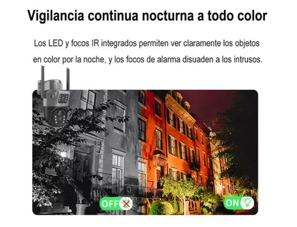 Cámara de Seguridad Dual WiFi Solar Exterior IP66 con Sensor de Movimiento