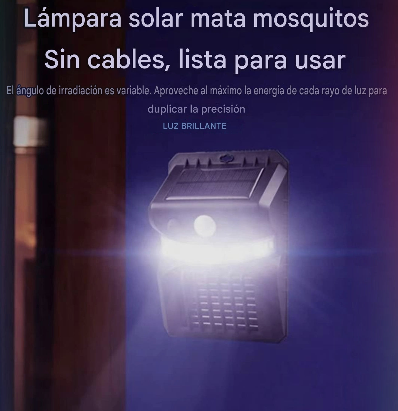 Luz Led y Repelente de Mosquitos Recargables con Panel Solar