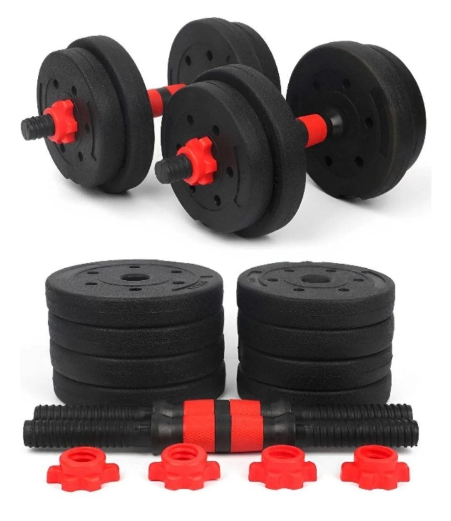 Set de Mancuernas 10 kg con Barra Ajustable