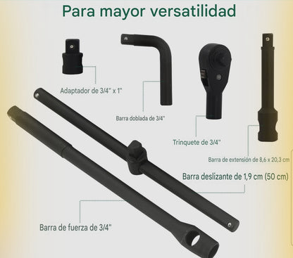 Set Dados de Impacto 3/4" y 1" 26 Piezas Profesional con Chicharra y Maleta
