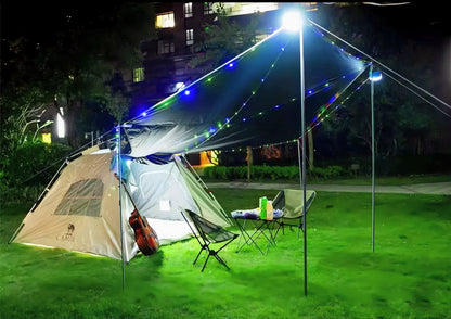Lámpara Solar Recargable con Guirnalda LED 5m y Power Bank – Camping y Hogar