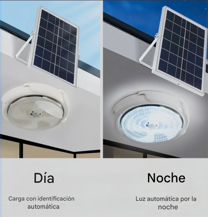 Lámpara LED Plafón Solar 1500W Luz Dual 3500K+7500K – Panel Solar + Control Remoto