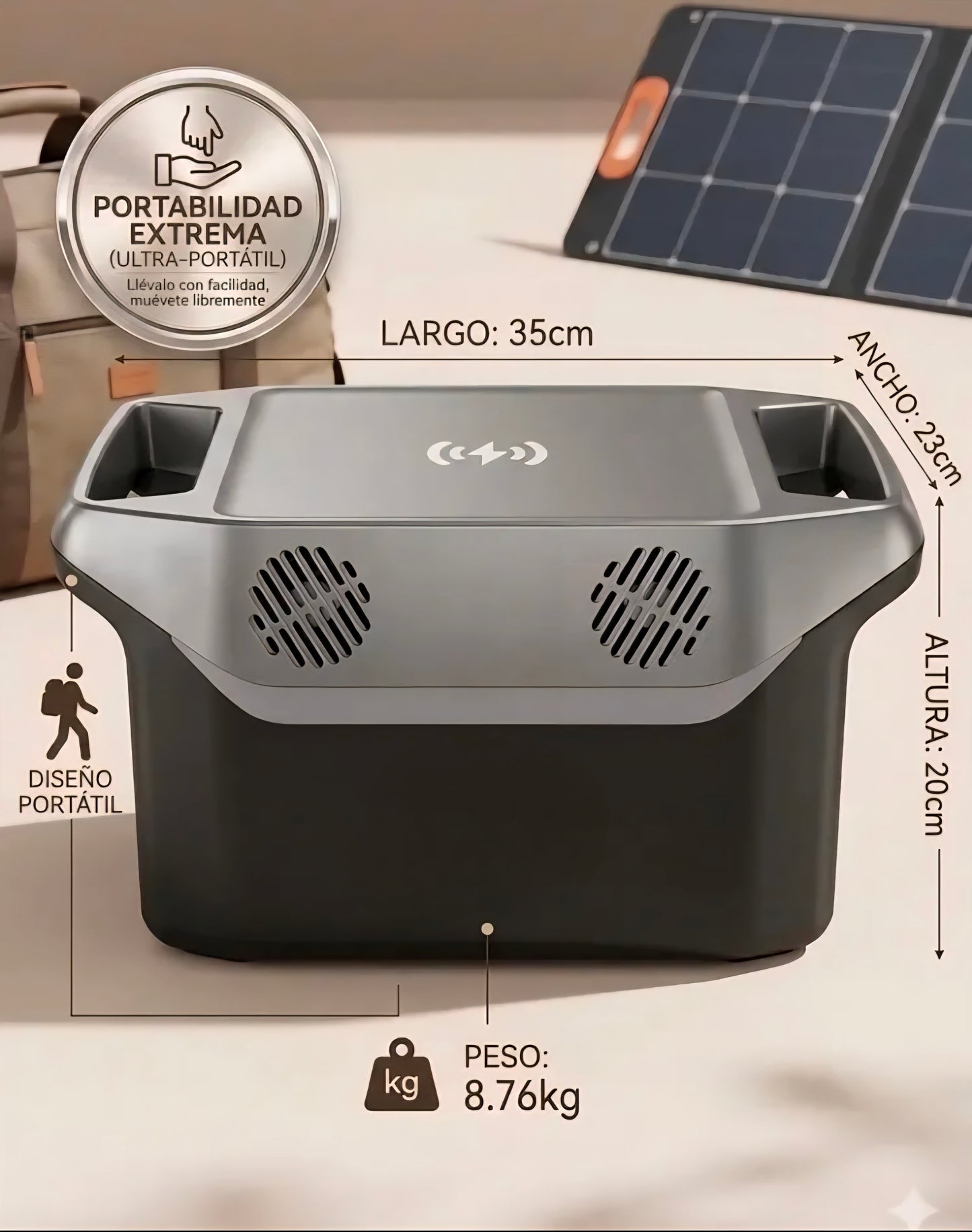Estación de Energía Portátil 1500W 896Wh LiFePO4 – Generador Solar para Camping y Hogar