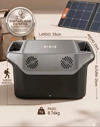 Estación de Energía Portátil 1500W 896Wh LiFePO4 – Generador Solar para Camping y Hogar