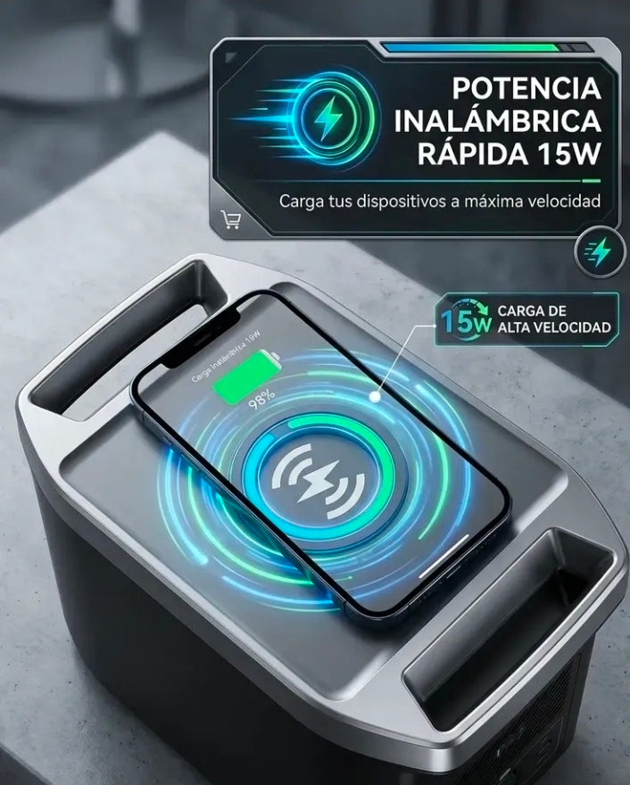 Estación de Energía Portátil 1500W 896Wh LiFePO4 – Generador Solar para Camping y Hogar