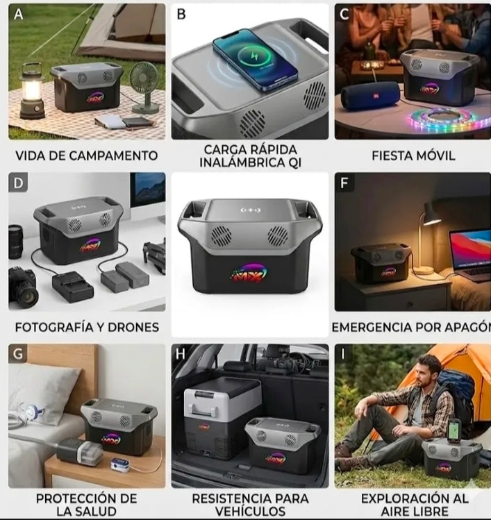 Estación de Energía Portátil 1500W 896Wh LiFePO4 – Generador Solar para Camping y Hogar