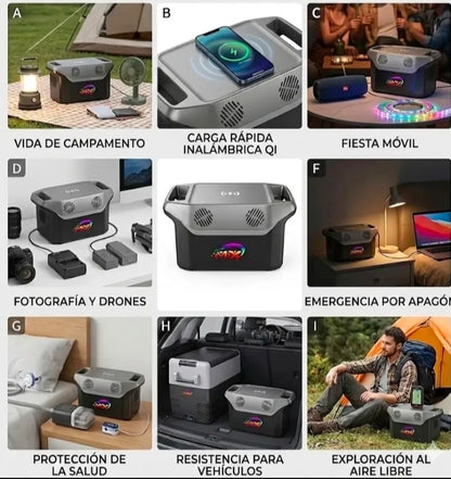 Estación de Energía Portátil 1500W 896Wh LiFePO4 – Generador Solar para Camping y Hogar