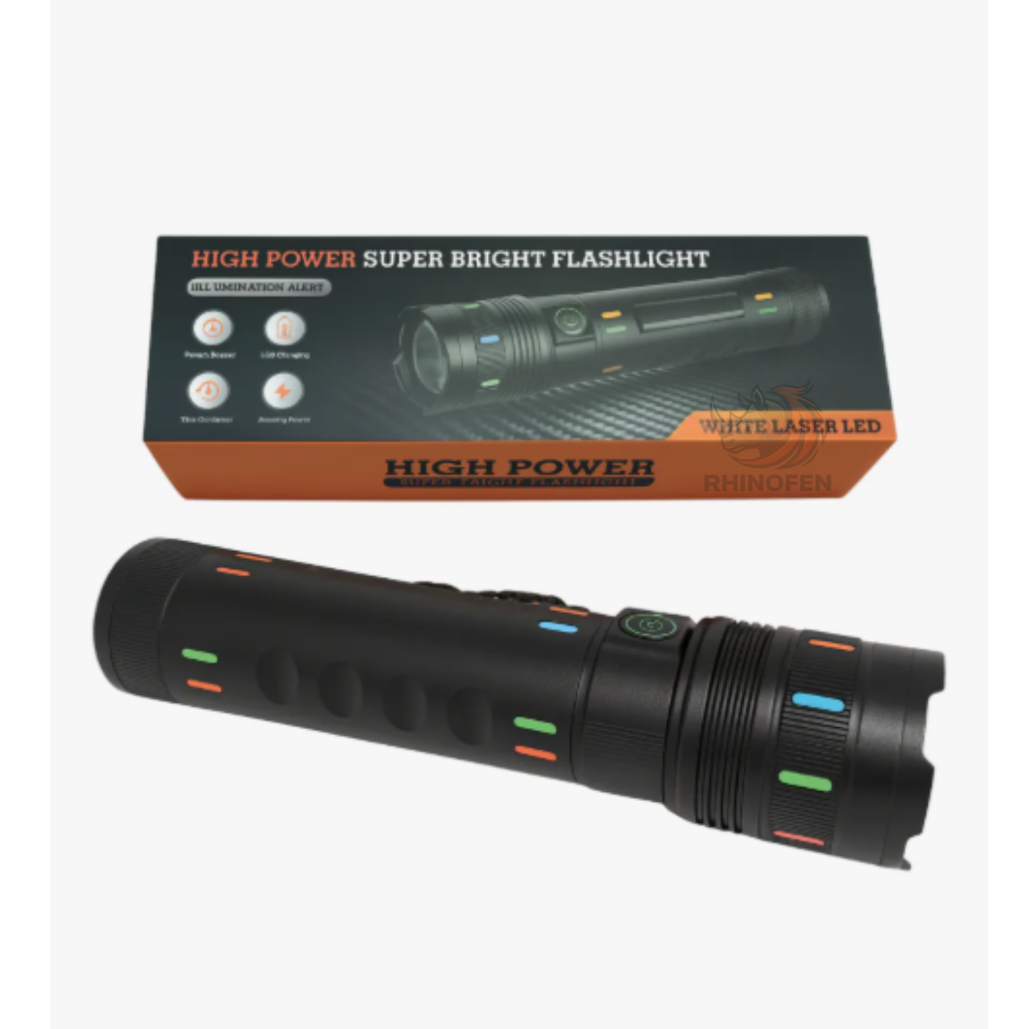 Linterna Táctica LED Recargable USB con Zoom y Power Bank – 5 Modos