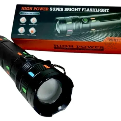Linterna Táctica LED Recargable USB con Zoom y Power Bank – 5 Modos
