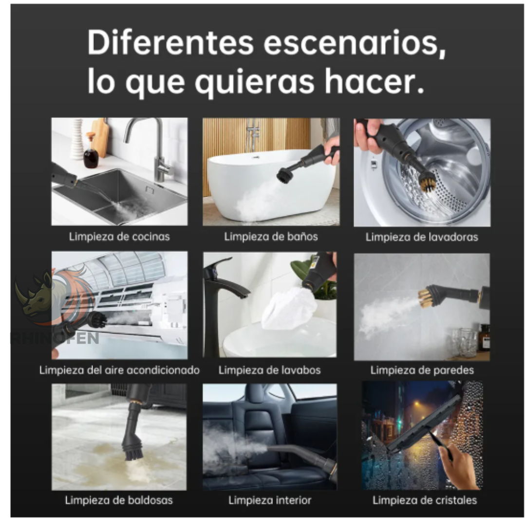 Limpiador a Vapor Portátil 3BAR 105°C con 6 Cabezales – Listo en 10 Segundos