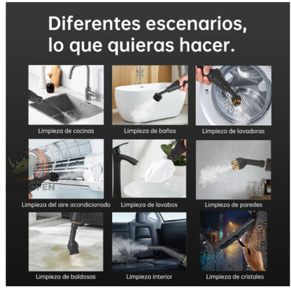 Limpiador a Vapor Portátil 3BAR 105°C con 6 Cabezales – Listo en 10 Segundos