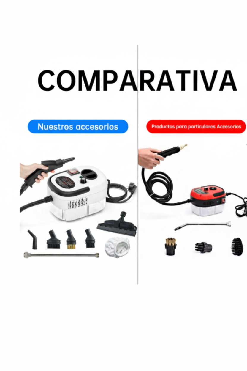 Limpiador a Vapor Portátil 3BAR 105°C con 6 Cabezales – Listo en 10 Segundos