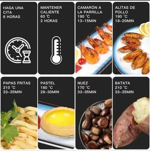 Air Fryer 6 Litros Sin Aceite con Pantalla Táctil LCD y 6 Modos de Cocción