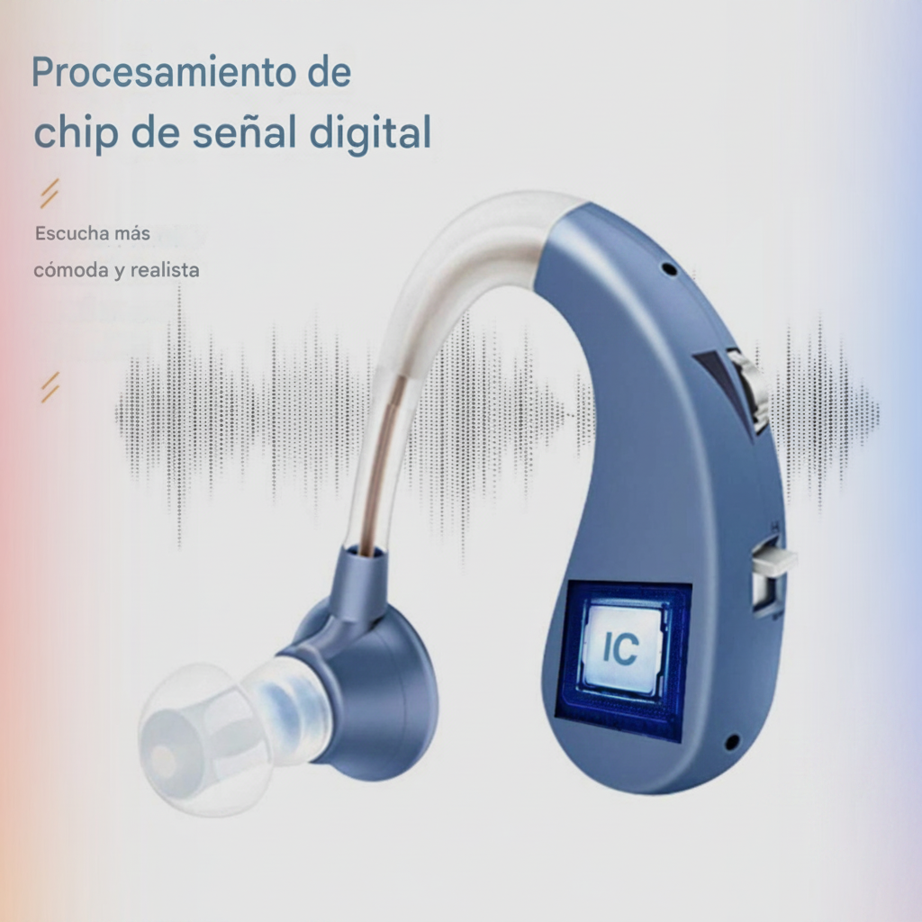 Audífono Auxiliar Auditivo Recargable USB con Reducción de Ruido Digital