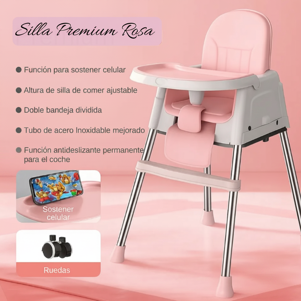 Silla para comer Multifuncional Altura ajustable rosa