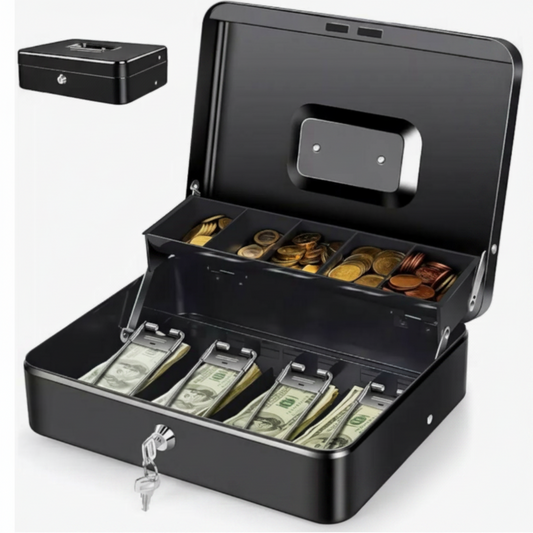 Caja de Dinero Metálica con Llave Color Negro