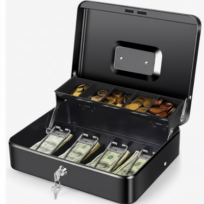 Caja de Dinero Metálica con Llave Color Negro