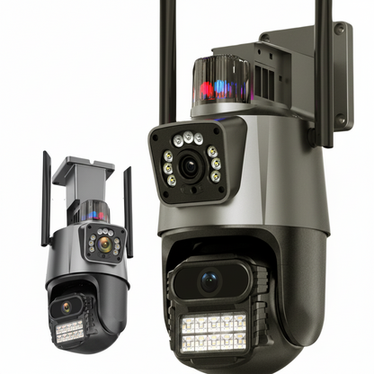 Cámara Dual IP WiFi Exterior Interior con Alarma Baliza y PTZ IP66 4MP