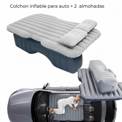 Colchon inflable para Auto con 2 Almohadas Descanso y Camping