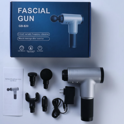 Pistola Masajeadora Muscular Recargable con Vibración y Regulador de Velocidad