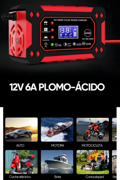 Cargador Inteligente Batería Auto Moto Carga Rápida 12v/24v
