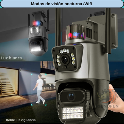 Cámara Dual IP WiFi Exterior Interior con Alarma Baliza y PTZ IP66 4MP