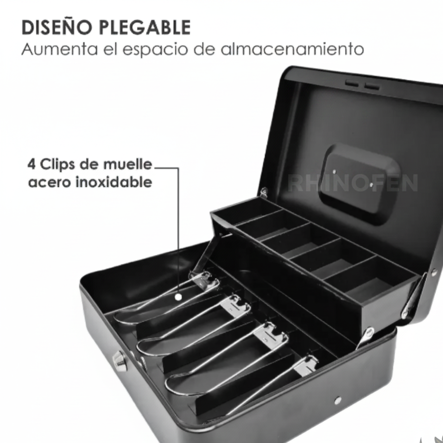 Caja de Dinero Metálica con Llave Color Negro