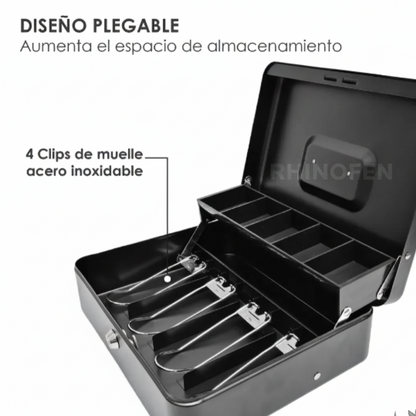 Caja de Dinero Metálica con Llave Color Negro