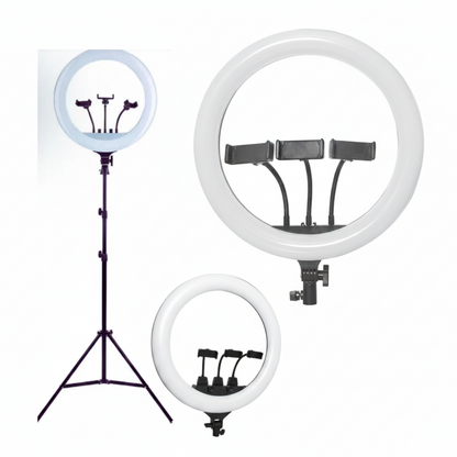 Aro de Luz LED 45cm Profesional con Trípode 1,9m y Soporte Celular