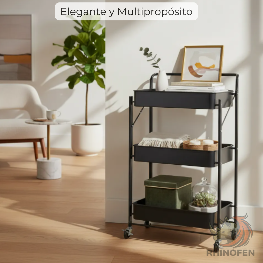 Carro Auxiliar Organizador 3 Estantes con Ruedas Hierro Multiuso