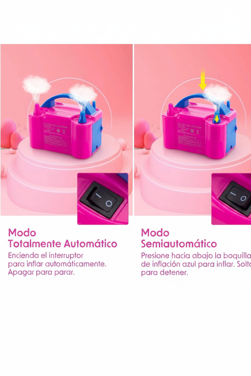 Inflador Eléctrico de Globos 600W con 2 Boquillas – Inflado Rápido