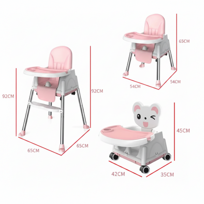 Silla para comer Multifuncional Altura ajustable rosa