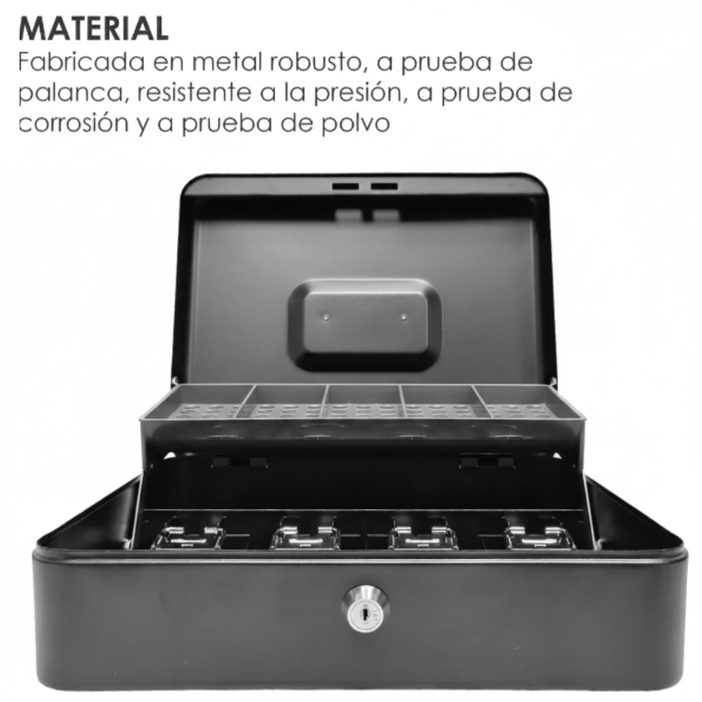 Caja de Dinero Metálica con Llave Color Negro